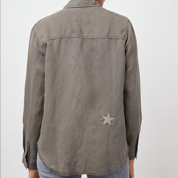 Rails Loren Olive Gold Star Embroidery Button Down Shirt - Picture 7 of 15